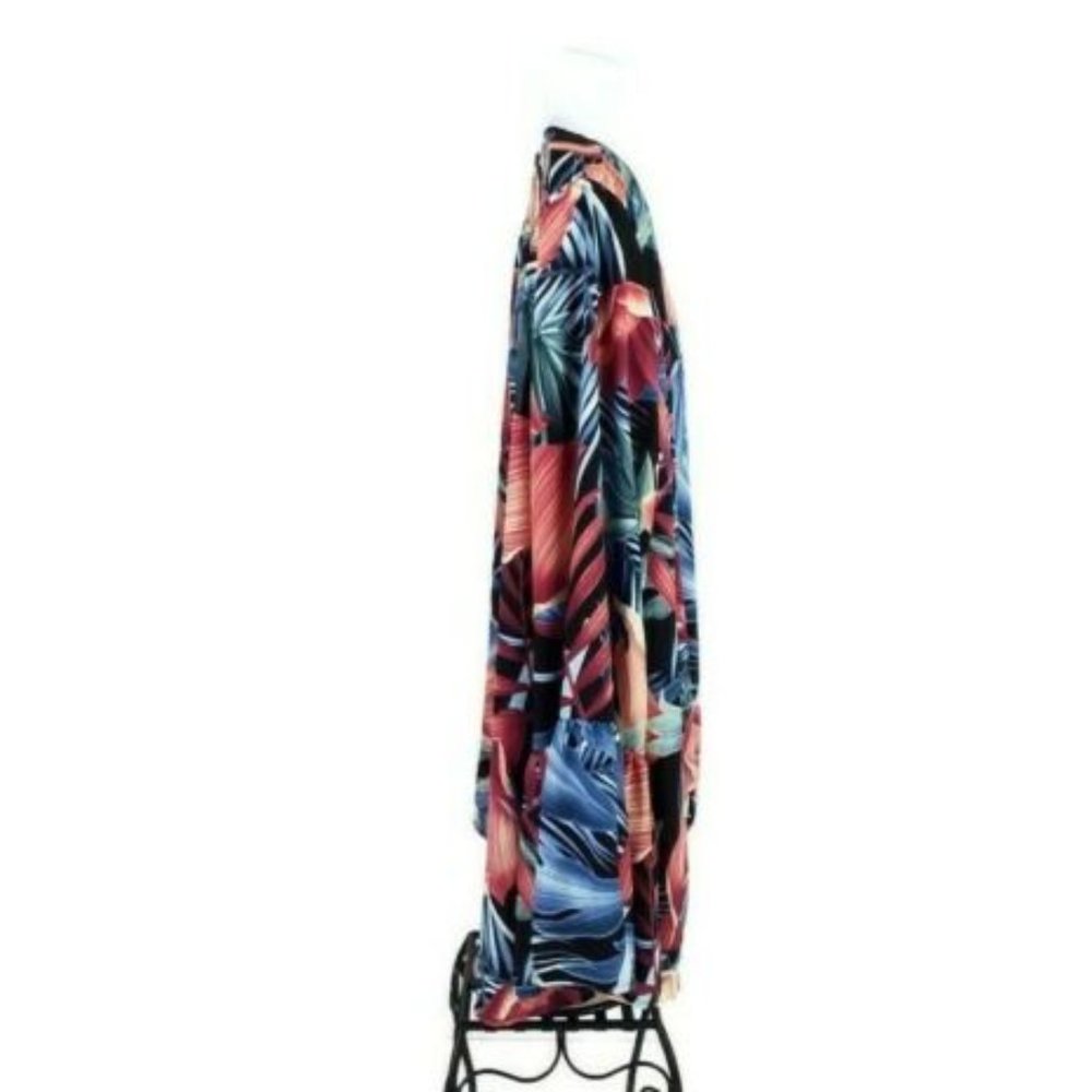 ODDY Tropical Floral Ruffle Bell Sleeve V Neck Blouse Multicolor Plus 3X NWOT - Picture 5 of 12